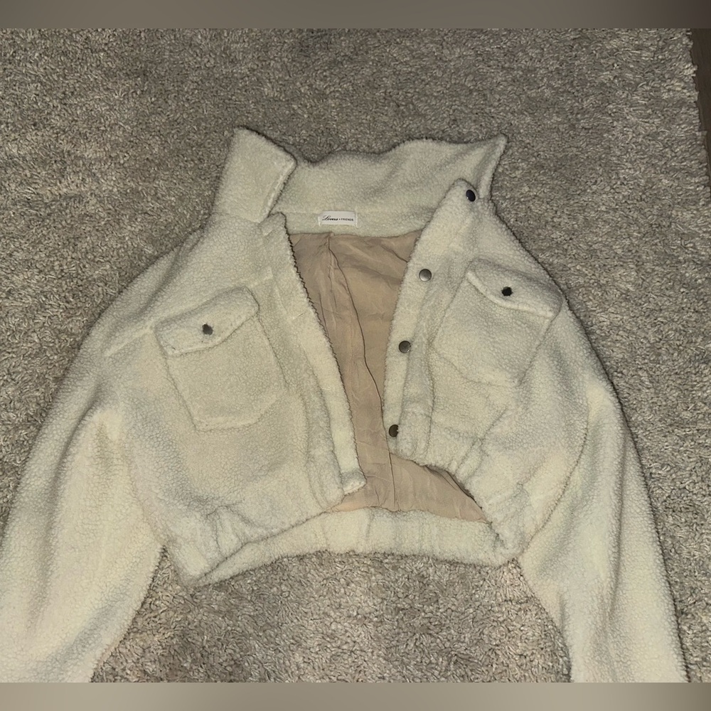 Lovers and friends white fuzzy cropped jacket